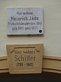 Deutsch: Gedenktafel, Friedrich Schiller und Heinrich Jäde, Windischenstraße 8, Weimar, Deutschland English: Memorial plaque, Friedrich Schiller and Heinrich Jäde, Windischenstraße 8, Weimar, Germany