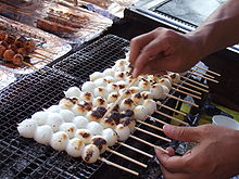 Yaki dango being prepared