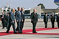 President George W. Bush is flanked by Israel’s President Shimon Peres, left, and Prime Minister Ehud Olmert.jpg