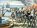 Wie ein Zeichner es sich vorgestellt hat: Ein Brite nimmt den spanischen Gouverneur von Trinidad gefangen, im Jahr 1595.