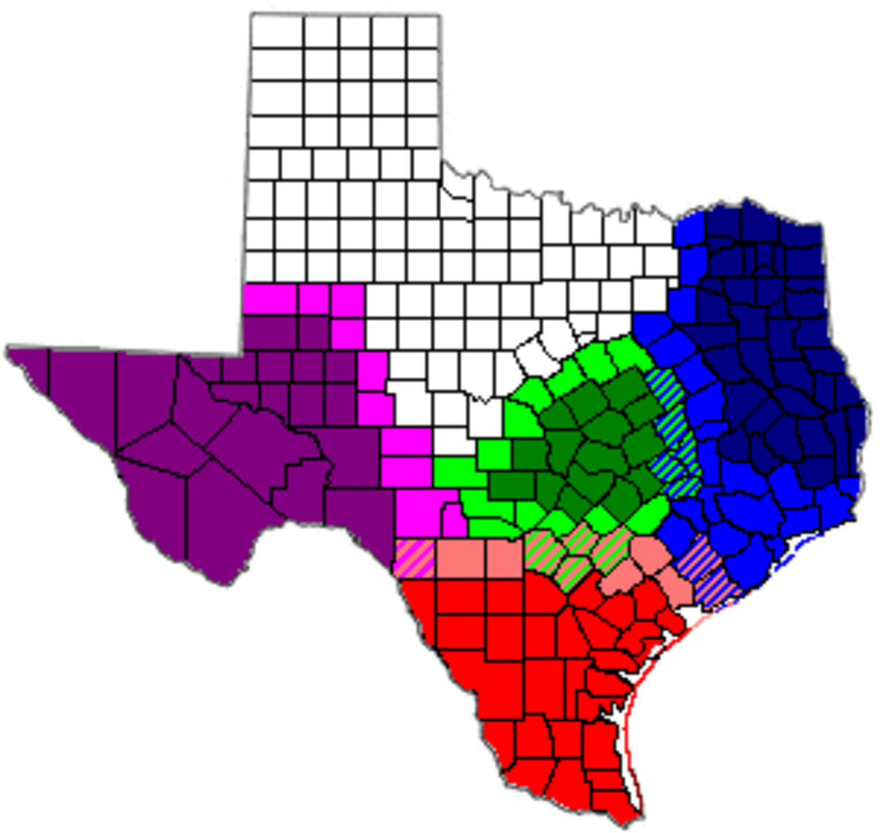 Южный Техас. Texas Regions. Юг Техаса. Counties of Texas.