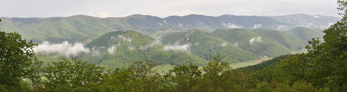 River Knobs with Nelson Rocks in the center, West Virginia.