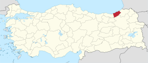 Poziția provinciei Rize în Turcia