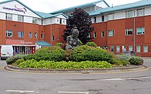 Liverpool Women's Hospital entrance Roundabout statue at Liverpool Women's Hospital.jpg