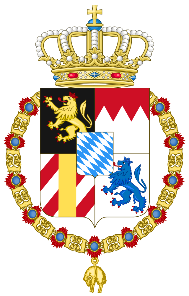 Description de l'image Royal Coat of Arms of Prince Adalbert of Bavaria (1828–1875) (Order of the Golden Fleece).svg.