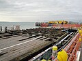 Repair works being carried out to Ryde Pier, Ryde, Isle of Wight. After it failed a routine maintenance inspection due to rusting beams it was closed to all vehicles, meaning Wightlink had to carry out extensive repair works.