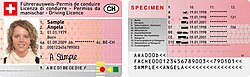 Schweizerischer Führerausweis seit 15. April 2023; Vorder und Rückseite (Muster)