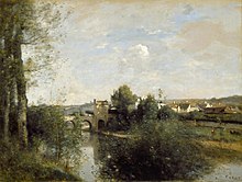 Seine et vieux pont à Limay par Corot (1872)