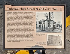 Sign for Harrisburg Technical High School and Old City Hall