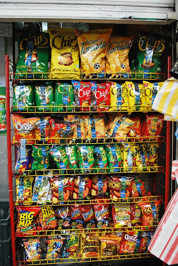 Rack of convenience snack foods.