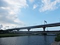 The elevated Fukuoka Expressway Circular Route over the Sotokan Muromi Bridge on Muromi River, Fukuoka city 福岡都市高速道路環状線が室見川に架かる国道202号の外環室見橋をまたぐ。