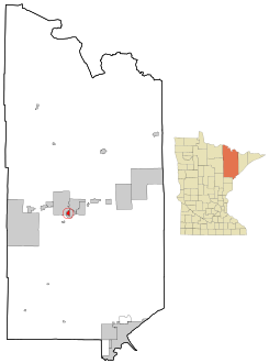 St. Louis County Minnesota Incorporated and Unincorporated areas Leonidas Highlighted.svg