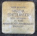 Martha Friedländer, Gleimstraße 16, Berlin-Prenzlauer Berg, Deutschland