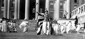 German actress Hedwiga Reicher in the role of Columbia Suffrage pageant Washington 1913.jpg