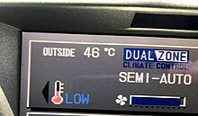 Car thermometer displaying a reading of 46degC on 7 January 2018 Sydney heat.jpg