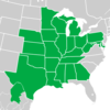 Symphyotrichum drummondii distribution map: Mexico — Coahuila; US — Alabama, Arkansas, Georgia, Illinois, Indiana, Iowa, Kansas, Kentucky, Louisiana, Maryland, Michigan, Minnesota, Mississippi, Missouri, Nebraska, Ohio, Oklahoma, Pennsylvania, Tennessee, Texas, West Virginia, and Wisconsin.