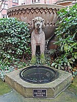 Talbot Hounds Fountain in Trevelyan Square, Leeds, a modern imaginary image of the Talbot