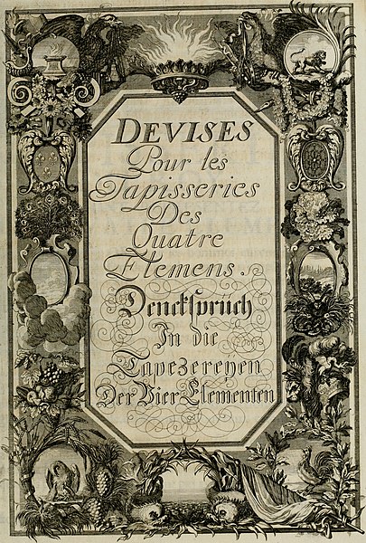 File:Tapisseries du Roy, ou sont representez les quatre elemens et les quatre saisons; avec les devises qui les accompagnent et leur explication - Königliche französische Tapezereyen, oder überaus schöne (14765994803).jpg