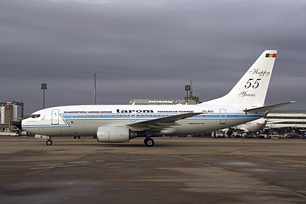 55th anniversary livery Boeing 737-700, nicknamed "Craiova" at the Charles de Gaulle Airport in 2009.