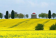 "The Temple of Venus": one of the Palladian follies built when the abbey's former estate was landscaped Temple of Venus Garendon Park.jpg