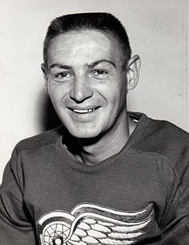 Terry Sawchuk u majici s grbom Detroita.