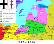 Мапа Литовського князівства, 1250 рік