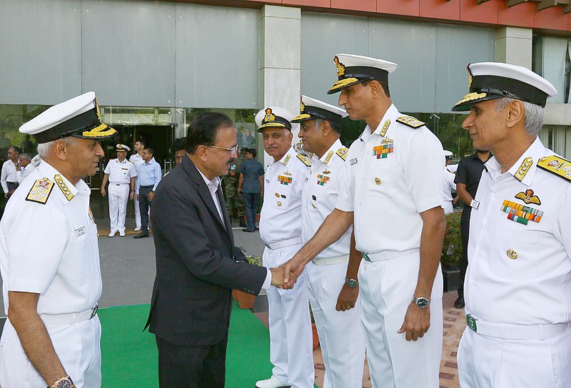 File:The Minister of State for Defence, Dr. Subhash Ramrao Bhamre being introduced by the Chief of Naval Staff, Admiral Sunil Lanba to Naval Commanders, during the Naval Commanders’ Conference, in New Delhi on May 08, 2018.JPG