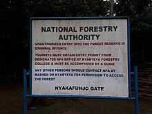 The National Forestry Authority sign post.