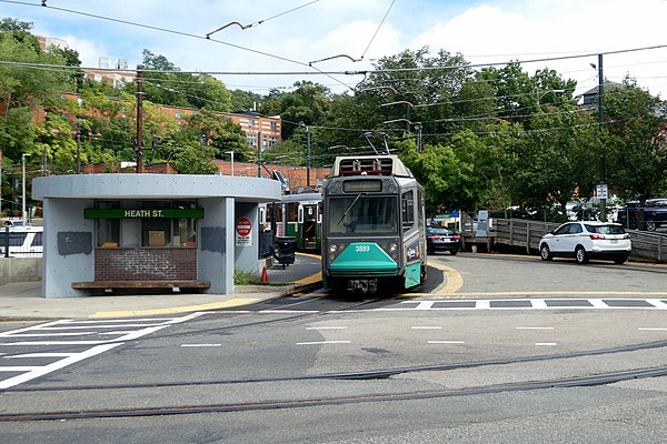 A train at Heath Street station in September 2022