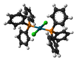 ジクロロビス(トリフェニルホスフィン)パラジウム(II)のスティックモデル