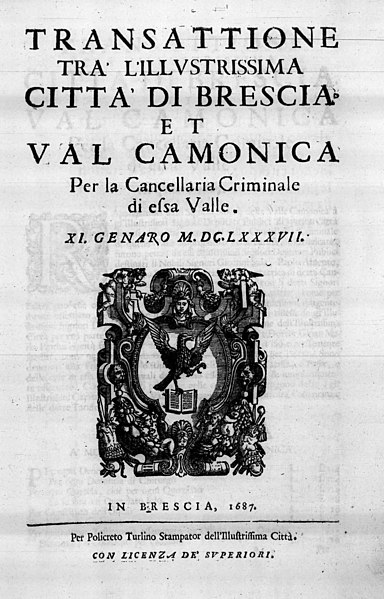 File:Transazione tra l'illustrissima città di Brescia e val Camonica per la cancelleria criminale di essa valle, 1687 – BEIC 11408907.jpg