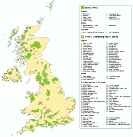 National Parks and Areas of Outstanding Natural Beauty in the UK