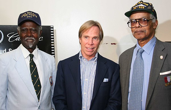 World War II veterans, Petty Officer 1st class Lorenzo A. DuFau, a former signalman, and Petty Officer 2nd class James W. Graham of USS Mason, with To