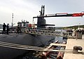 US Navy 040412-N-0780F-091 The Los Angeles-class attack submarine USS Dallas (SSN 700) receives cargo during a brief port visit to Souda Bay.jpg