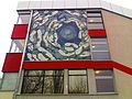 Anna Szpakowska-Kujawska, mozaika na fasadzie budynku Wydziału Matematyki i Informatyki Uniwersytetu Wrocławskiego, 1971.