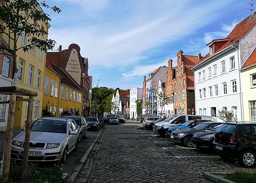 View of the street Hartengrube in Lübeck