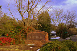 Westham sign of neighborhood still called Westham built on the old town in 1930.[۱]