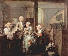 William Hogarth's A Rake's Progress depicting a wedding in the 18th century William Hogarth 023.jpg