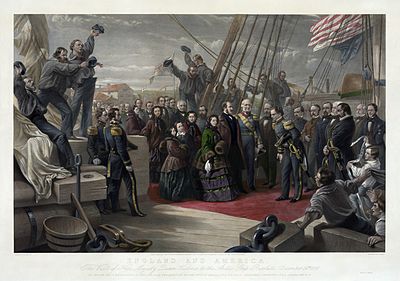 Inggris dan Amerika. Kunjungan Ratu Victoria ke kapal Arktik Resolute - 16 Desember 1856 karya William Simpson dan George Zobel.