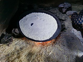 <span class="mw-page-title-main">Saj bread</span> Unleavened bread baked on a griddle