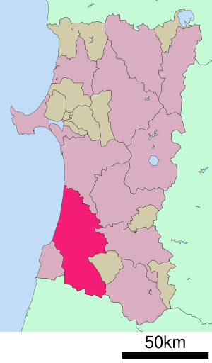 Location of Yurihonjōs in the prefecture