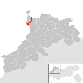 Poloha obce Zöblen v okrese Reutte (klikacia mapa)
