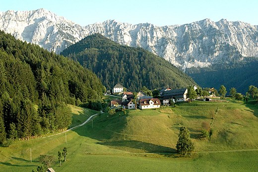 The Karawanks, a single, long mountain chain. This is the Koschuta ridge near Zell, Carinthia
