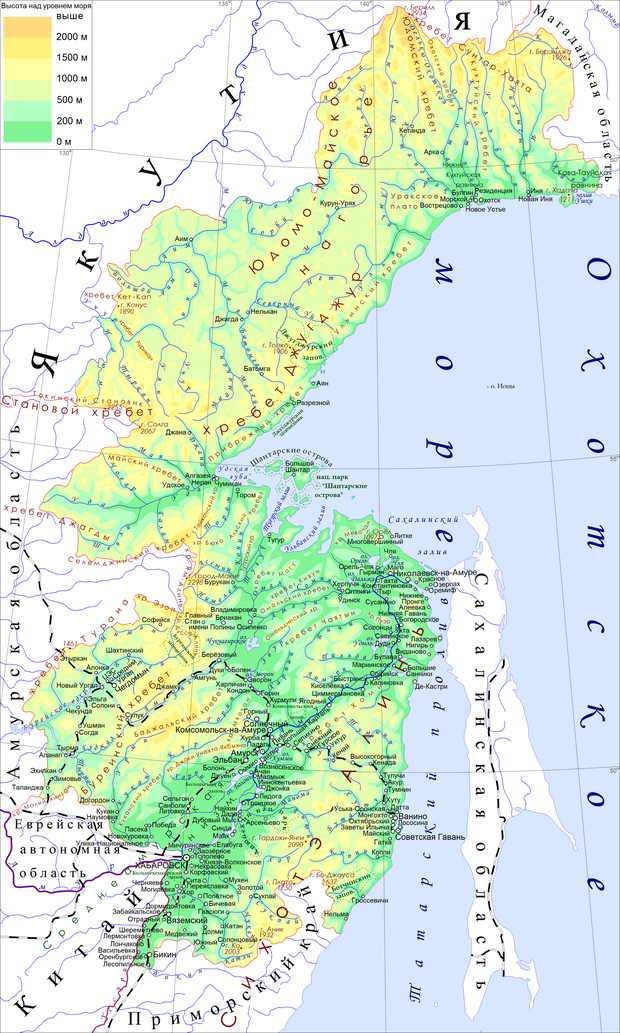 Хабаровский край какая область. Физическая карта Хабаровского края. Карта Хабаровского края с районами. Географическая карта Хабаровского края подробная. Хабаровский край физическая карта Хабаровского края подробная.