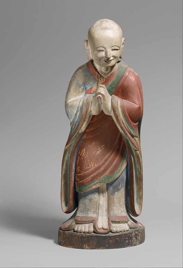 A young Mahākāśyapa, wood, eighteenth century, Korea