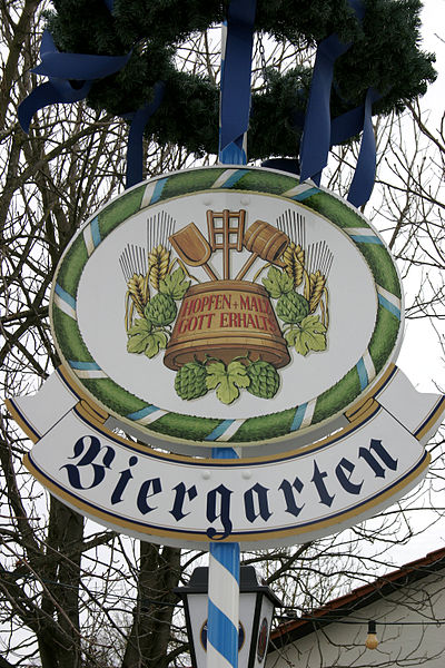 File:- Beer garden sign - Germany -.jpg