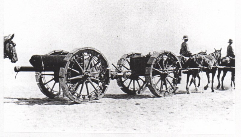 File:18-pounder field gun with sand wheels Suez Canal 1916 IWM Q15840.jpg