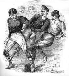 Drawing of the first international game by artist William Ralston 1872 engl v scotland ralston.jpg