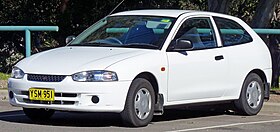 2003 Mitsubishi Mirage (CE2 MY02) 3-door hatchback (2010-06-29).jpg