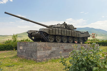 A T-72 tank as part of a war memorial in Stepanakert